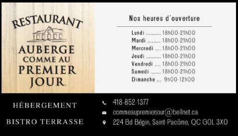 Restaurant Auberge Comme Au Premier Jour